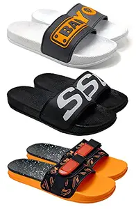 Axter Axter Multicolor Men's Casual Stylish Slides Slippers 9 UK (Set of 3 Pair) (3)-1704-1706-1715