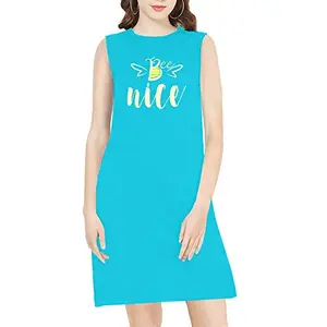 OPLU Women's Regular Fit Knee Length Sleeveless Bee Nice Cotton Graphic Printed Round Neck Text, Trending, Stylish Pootlu Tops and Tshirts.(Pooplu_Turquoise_4X-Large)