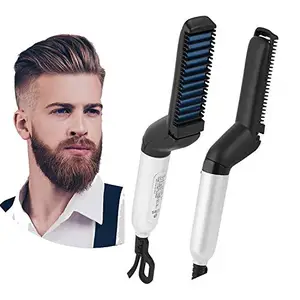 JAAP Electric Hair Straightener Brush, Men Quick Beard Straightner Styler Massage Comb, Hair Straightening, Curly Hair Straightening Comb, Side Hair Detangling, Multifunctional Hair Curling Curler