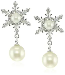 Carlton London Drop Earrings for Women (Silver) (FJE2334)