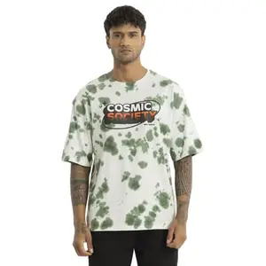 SNITCH Greyson Off White Tie & Dye Oversized Fit T-Shirts
