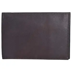 Leatherman Fashion LMN Genuine Leather Dark Brown Unisex Check Book Cover 3 Card Slots