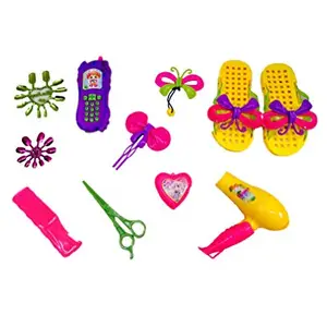 Blossom Blossom Fashion Play Set with Mobile, Hair Dryer, Comb, Scissors & Other Accessories for Girls, Multi Color