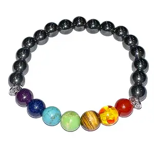 Marka Jewelry Natural Hematite Seven Chakra Gemstone bracelet Round Loose Beads 8mm