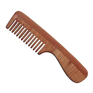 Aairaa Wooden Comb Neem Wood Comb For Hair Fall Control Wide Toothed Wooden Comb With Handle For Women And Men (M4)