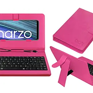 ACM Keyboard Case Compatible with Realme Narzo 50a Mobile Flip Cover Stand Direct Plug & Play Device for Study & Gaming Pink