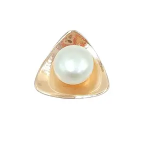 APEX 925 Sterling Silver Rose Gold Plated Triangle With Pearl Adjustable Rings for Women & Girls | With Certificate of Authenticity and 925 Stamp | 1 Month Warranty*