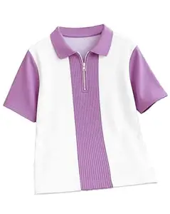 AUSK Men's Textured Vertical Striped Knit Polo T-Shirt | Half Sleeve Zipper Neck Self-Design Casual Tee | Mens Tshirts