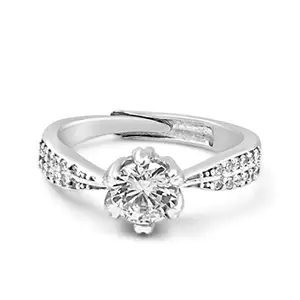 Zarkan Hallmark Certified 925 Silver Solitaire Propose Ring | Elegant, Fashionable & Adjustable | For Women & Girls | Certified and Adjustable | Premium Box