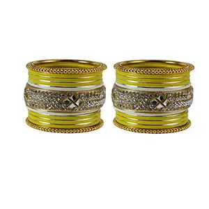 Vidhya Kangan Yellow Stone Stud Brass Bangle (ban14432-2.6)