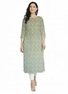 Zig-Zag Wave Print Straight Cut Cotton Kurti for Womens