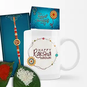 SUPPRO Gift for Brother Coffee Mug with Rakhi Set (Mug, Rakhi, Roli chawal and Greeting Card) A- M15-G2