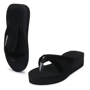 Doctor Walk Flip Flop for Women | Soft Comfortable | Breathable | Fashionable | Stylish | Trendy | Super soft | Lightweight | Anti-Slip Sole | Indoor & Outdoor | (DW-022) (Black-04)