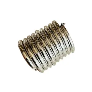 Shivarth Spiral Bangle Metal Jewelry Handmade Metal Jewelry Round Spring Band Adjustable Cuff Bracelet Boho Jewelry Gift For Women (Silver Spiral Bracelets Pack Of 1)