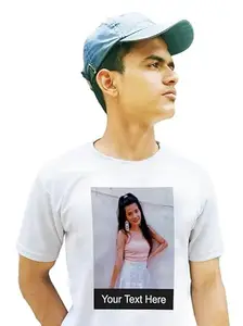CLOTHSIGN Customized Photo Printed Nirmal Matty T-Shirt Gift for Couple Friend and Family Casual White Half Sleeve for Men and Women 96