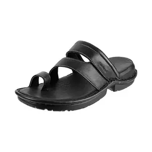 Metro Men Black Leather Sandals 7-UK (16-8927-11-41)