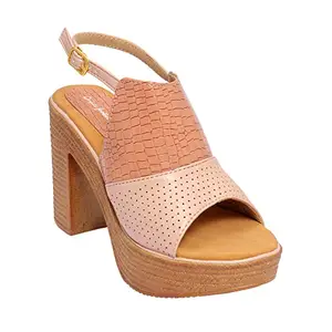 Stepee Women Stylish Fancy and comfort Trending Platform Heel Fashion sandal (Peach, numeric_5)