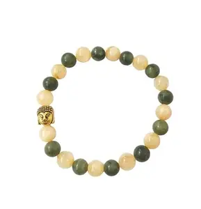 The Cosmic Connect Cosmic Natural Healing Citrine + Green Jade Bracelet For Men & Women (8MM Beads)