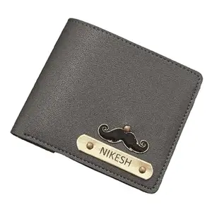 CUSTOMISE STUDIO Men Vegan Leather Imported Wallets - Grey