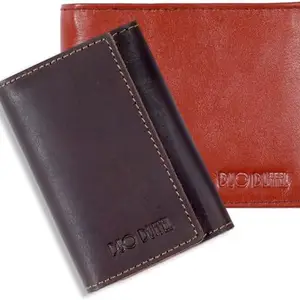 DUO DUFFEL Genuine Leather Multi RFID Protected Unisex Wallet & Card Holder Pack of 2
