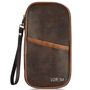 KCK INTERNATIONAL Lorem Family Passport, Cards, and Checkbook Holder Organizer in Premium Faux Leather for Men & Women - Brown & Tan OG05-B