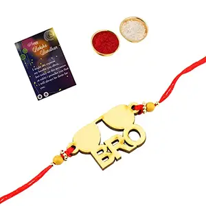 Shreenathji Jewellers Wooden Designer Pendent For Bhaiya/Brother/Bhai With Roli Chawal And Greeting Card (Rakhi 15) -496