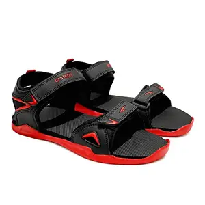 ASIAN Men's INFINITY-12 Casual Phylon Sandals | Lightweight Slip-On Party,Office,Walking & Daily Used Sandals for Men's & Boy's Black RED