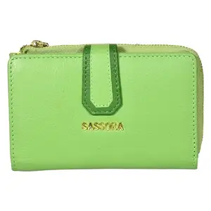Sassora Premium Leather Ladies Medium Snap Closure RFID Wallet (Green)