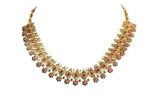 vosgi Elegant Ethnic Gold Floral Statement Necklace