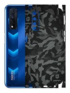 AtOdds - Realme narzo 30 Mobile Back Skin Rear Screen Guard Protector Film Wrap with Camera Protector (Coverage - Back+Camera+Sides) (Black Camoflage)