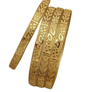 EiVAA ; SHINE BRIGHT , WEAR JEWELLERY EIVAA Brass Gold-Plated Chudas for Women (Pack of 4) | Traditional Indian Bridal Bangle Set | Ethnic Gold-Tone Kada Chura | Stylish Bangles for Girls