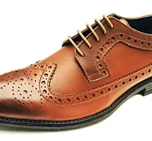 Megatrendz Leather Formal Shoes for Men (44 US, Brown)