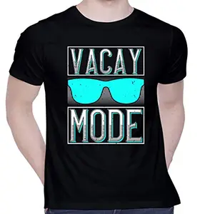 CreativiT CreativiT Graphic Printed T-Shirt for Unisex Vacay Mode Tshirt | Casual Half Sleeve Round Neck T-Shirt | 100% Cotton | D00443-2275_Black_XXX-Large