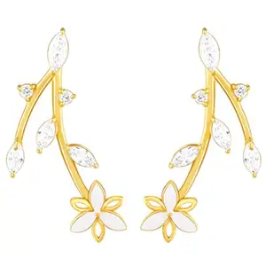 GIVA 925 Silver Bhumi Golden Trillium Treasures Earrings| studs to Gift Women & Girls | With Certificate of Authenticity and 925 Stamp | 6 Months Warranty*