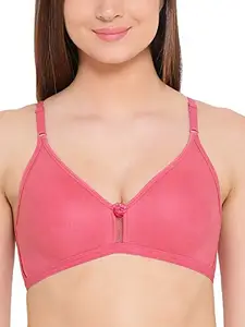 Clovia Women's Cotton Rich Solid Non-Padded Full Cup Wire Free T-Shirt Bra (BR0638A22_Dark Pink_40C)