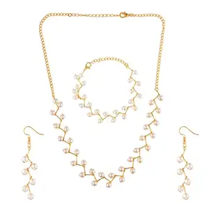 Efulgenz Women's Beads Necklace Set, White