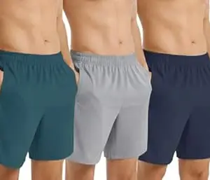 NINQ Workout Half Pant for Man | Gym Shorts for Men with Drawstring Waist & 2 Zipper Pockets | Stylish Lightweight Shorts Pant for Men Sports