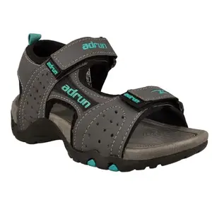 ADRUN Men Stylish Outdoor Sandals | Comfortable Sandals for Daily Use | Antiskid Sole with Velcro Closure |AD0S11D.Grey+AQUA13