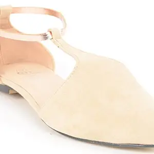 Estatos Women Beige & Gold Outdoor Sandals-6 Uk (39 Eu) (P5C56_Eur39)(Beige_synthetic)