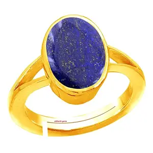 AKSHITA GEMS 10.00 Ratti / 9.25 Carat Blue Lajward Stone Panchdhatu Adjustable Gold Plated Ring Natural AA++ Quality Original Lapis Lazuli Lajwart Rashi Ratna Pathar Gemstone for Men and Women