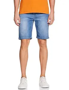 The Indian Garage Co Men Slim Fit Solid Mid-Rise Denim Shorts
