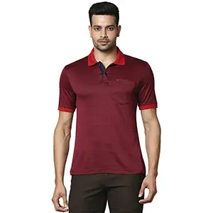 Raymond Men's Half Sleeve Contemporary Fit Dark Maroon Casual T-Shirt