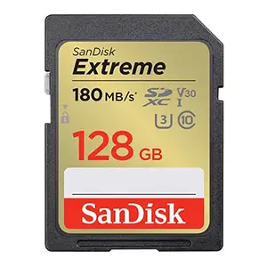 SanDisk Extreme SD UHS I 128GB Card for 4K Video for DSLR and Mirrorless Cameras 180MB/s Read & 90MB/s Write price in India.