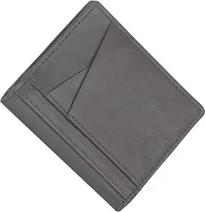 Vihaan Men Grey Pure Leather Card Holder 16 Card Slot 2 Note Compartment