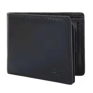 Zoom Shoes RFID Protected Genuine Leather Wallets for Men ZW-28331 | Compact Purse with 8 Credit/Debit Card Slots, 2 Currency Compartments &1 Coin Pocket with Button (Black)