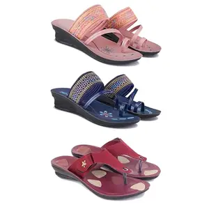 Women's Comfortable Sandal,Casual Lightweight Sandal for Everyday Wear for women's(GR-(COMBO-3)-1950-1953-1974-8)