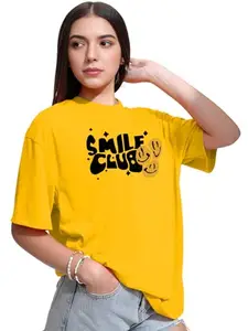 TQH Womens Oversized Cotton Blend Half Sleeve Printed Regular Fit T-Shirts