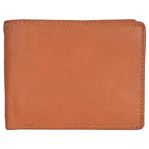 Leatherman Fashion LMN Genuine Leather Tan Men Bifold Wallet 9 Card Slots