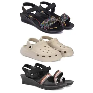 Women's Comfortable Sandal,Casual Lightweight Sandal for Everyday Wear | BT-(3-COMBO)-1932-OO1-1960-8-EURO-39