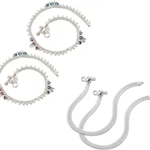 Heer Collection Traditional Trendy Jewellery All Occassions Anklets Payal Pair for Women/Girls Alloy Anklet (Pack of 4)(Combo Payal-115&122-(1PairEach))